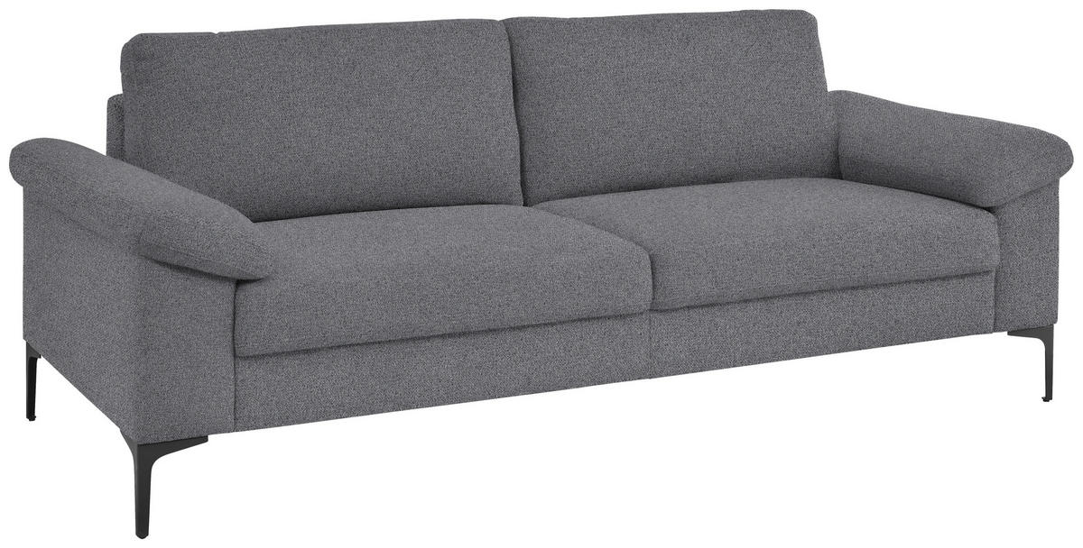 3-SITZER-SOFA in Flachgewebe Grau  - Schwarz/Grau, Design, Textil/Metall (226/89/97cm) - Pure Home Lifestyle