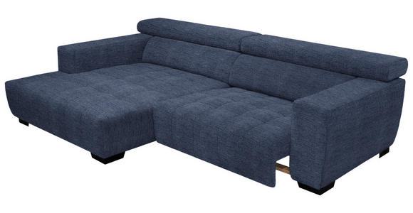 ECKSOFA in Webstoff Dunkelblau  - Schwarz/Dunkelblau, KONVENTIONELL, Textil/Metall (182/279cm) - Hom`in