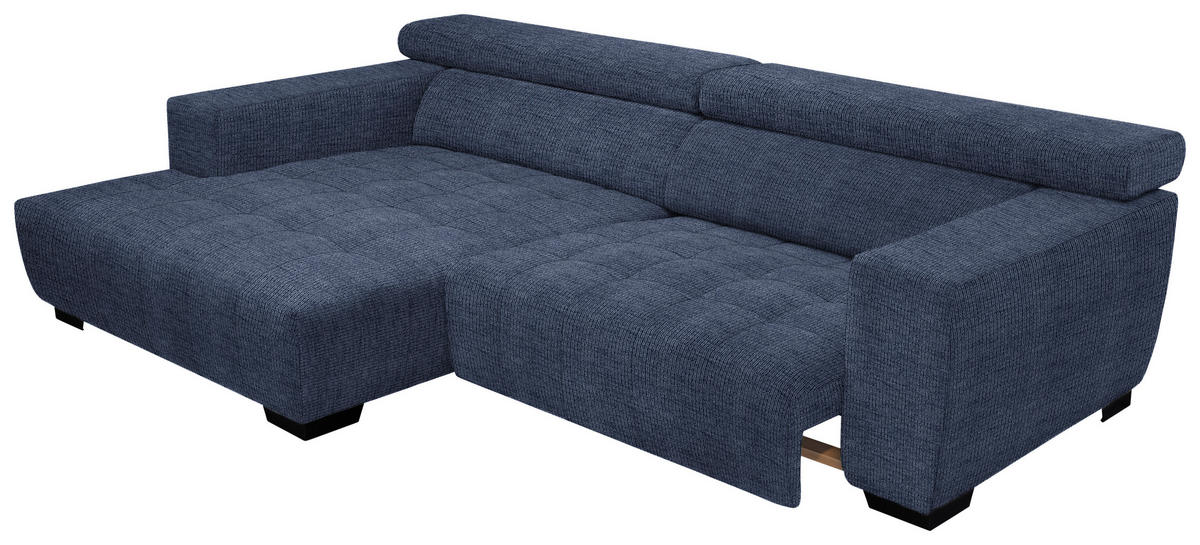 ECKSOFA in Webstoff Dunkelblau  - Schwarz/Dunkelblau, Konventionell, Textil/Metall (182/279cm) - Hom`in