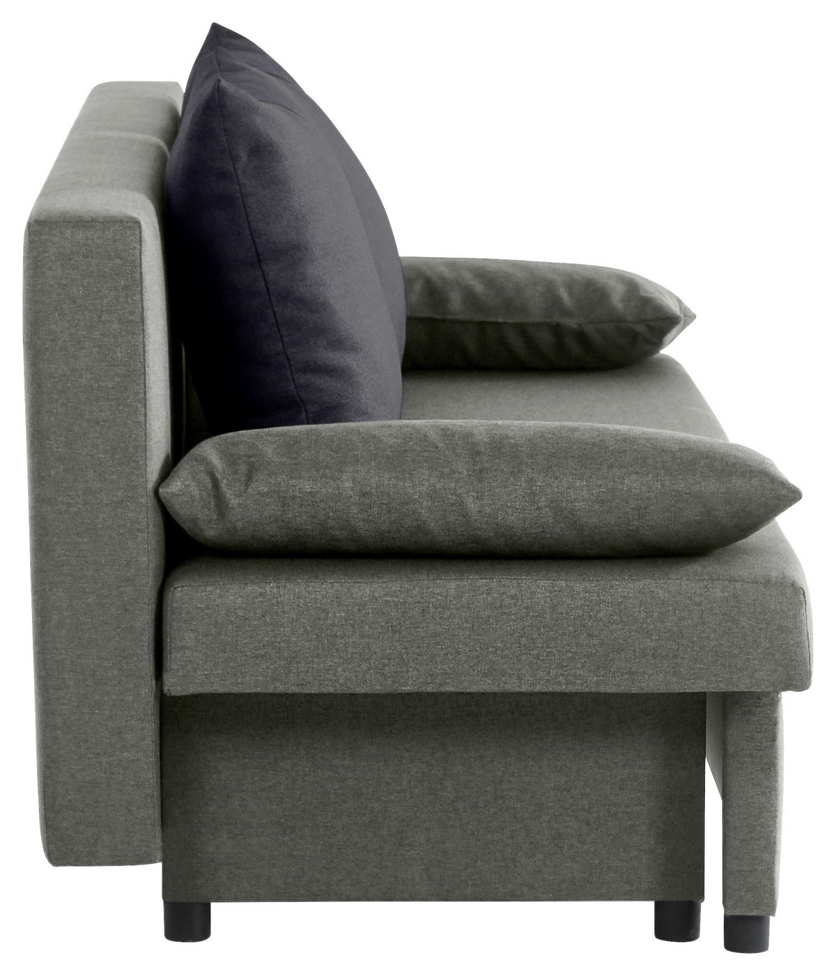 SCHLAFSOFA NEO Webstoff Grau, Dunkelgrau  inkl. Rückenkissen, Armlehnenkissen, Bettkasten  - Dunkelgrau/Schwarz, Basics, Kunststoff/Textil (192/82/82cm) - P & B