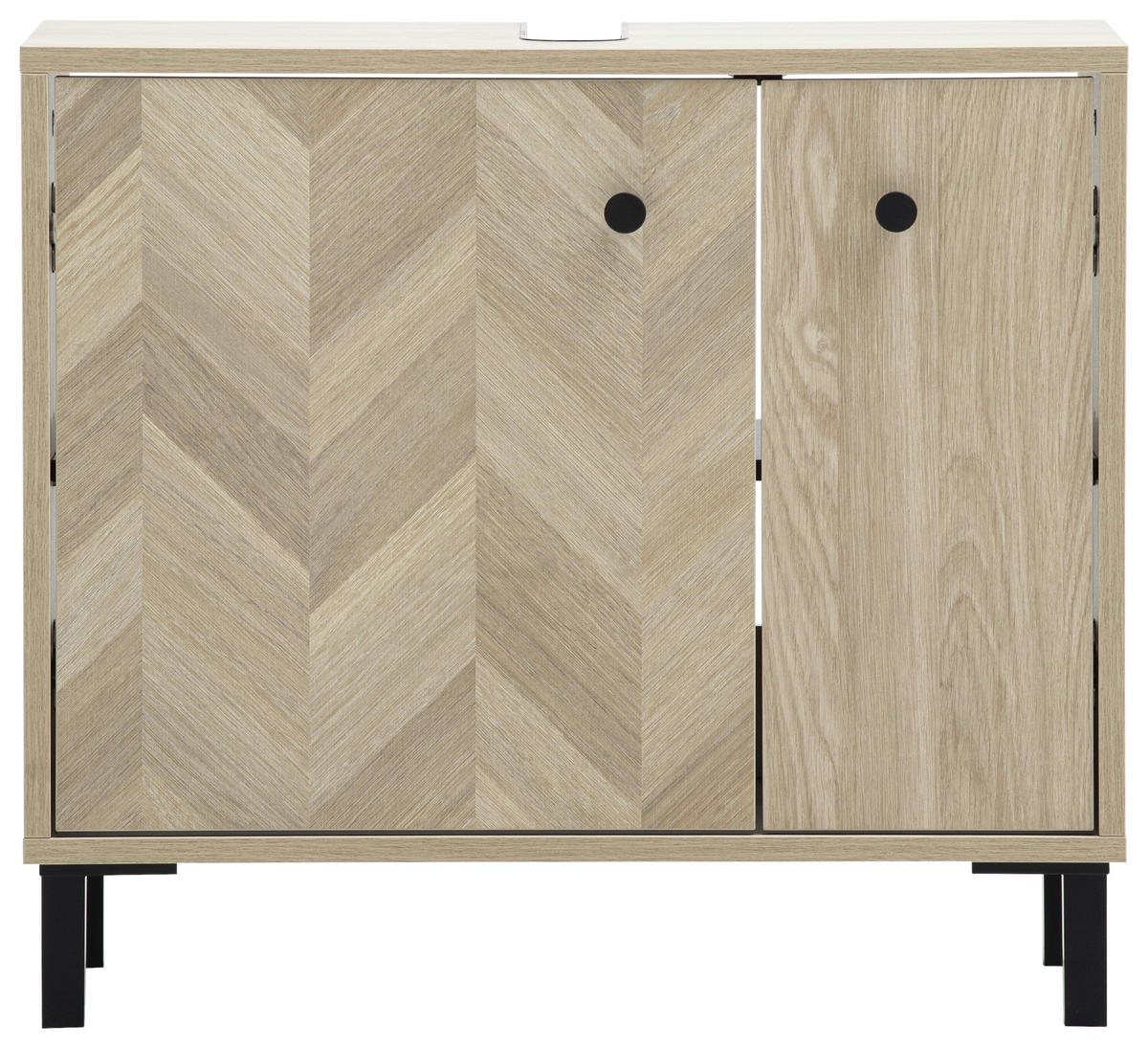 WASCHBECKENUNTERSCHRANK 65,1/59,1/33 cm  - Eichefarben/Schwarz, KONVENTIONELL, Holzwerkstoff/Kunststoff (65,1/59,1/33cm) - Stylife