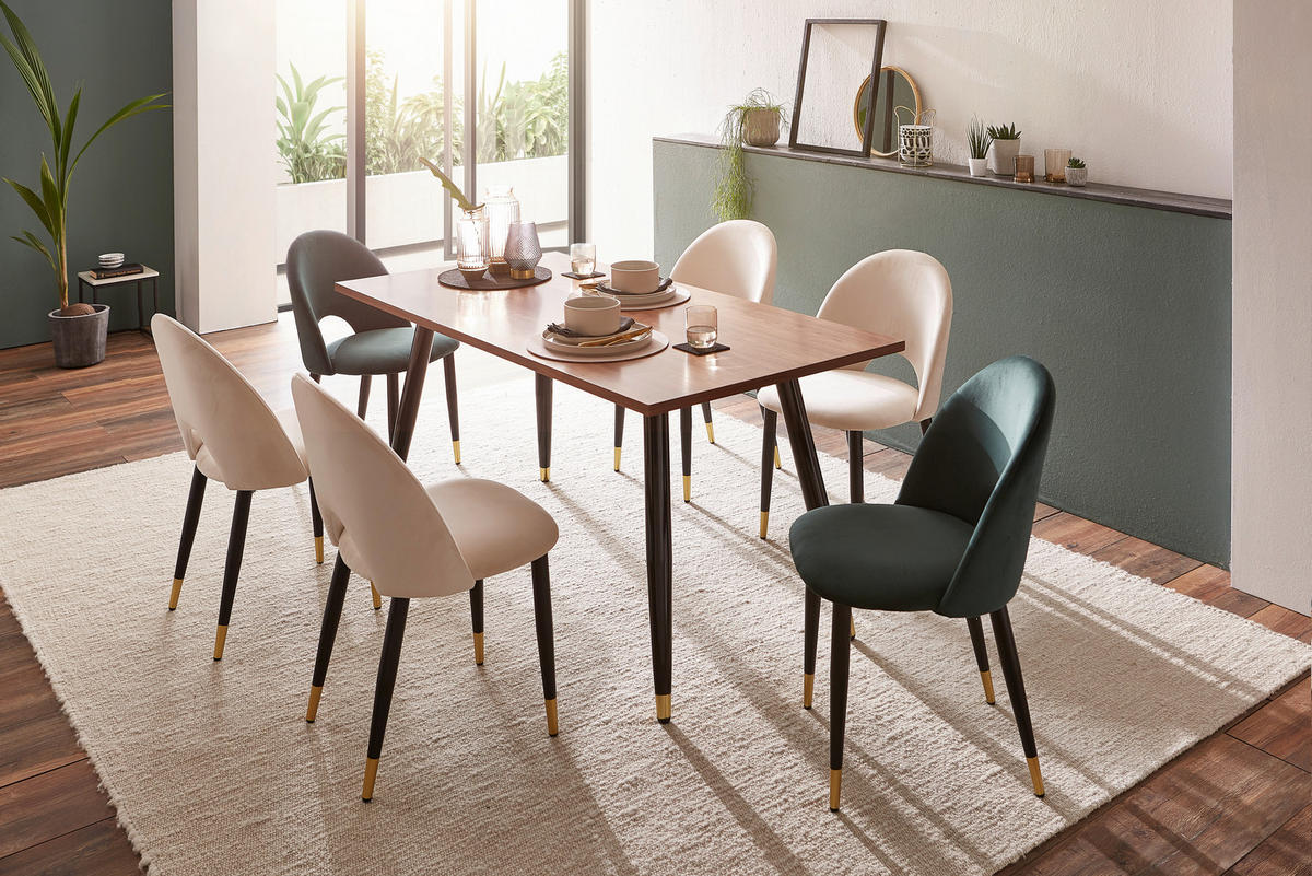 STUHL - Beige/Goldfarben, Design, Textil/Metall (49/84/54cm) - Kare-Design