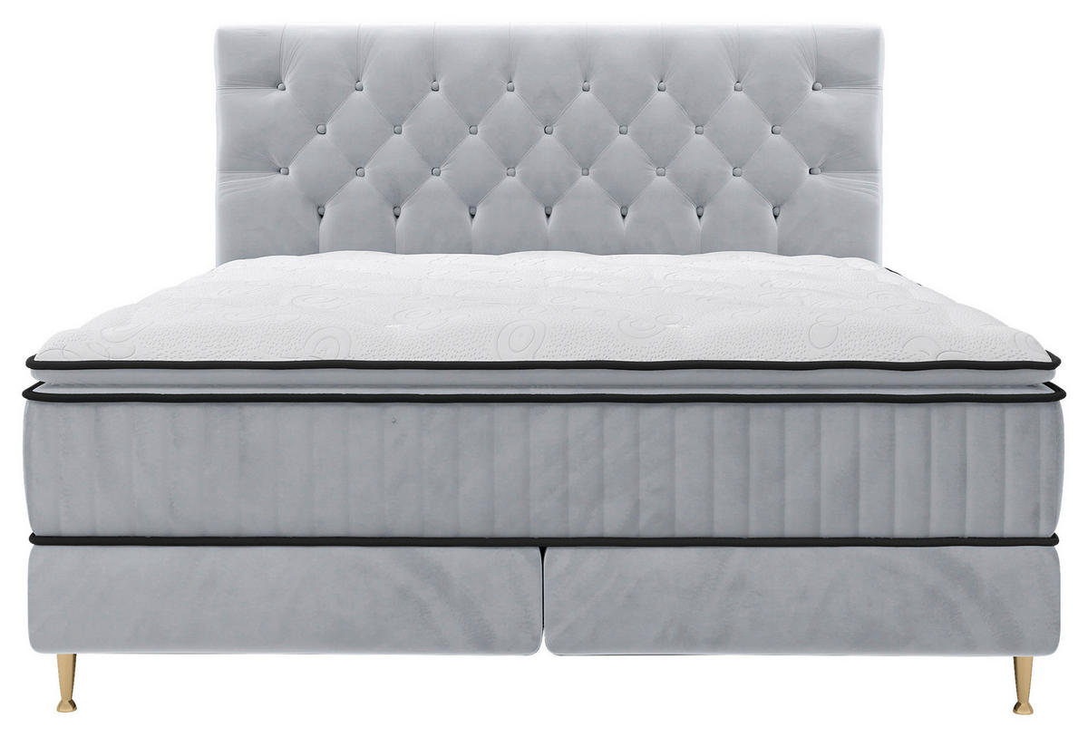 BOXSPRINGBETT 180/200 cm  in Blaugrau  - Goldfarben/Blaugrau, Design, Textil/Metall (180/200cm) - Boxxx