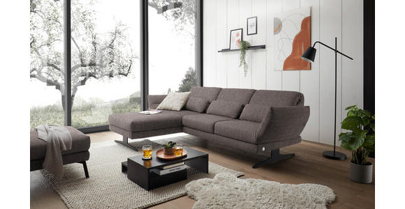 ECKSOFA  in Flachgewebe Greige  176-217/279-327 cm  - Greige/Schwarz, Design, Textil/Metall (176-217/279-327cm) - Dieter Knoll