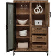 HIGHBOARD 90/142/40 cm  in Naturfarben, Hellbraun  - Hellbraun/Schwarz, Design, Glas/Holz (90/142/40cm) - Carryhome