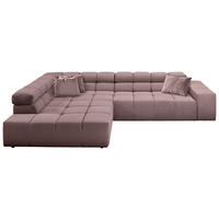 ECKSOFA Altrosa Feincord  - Schwarz/Altrosa, Design, Kunststoff/Textil (215/319cm) - Hom`in