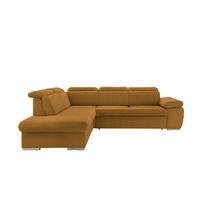 ECKSOFA in Cord Goldfarben  - Chromfarben/Goldfarben, Design, Textil/Metall (228/283cm) - Livetastic