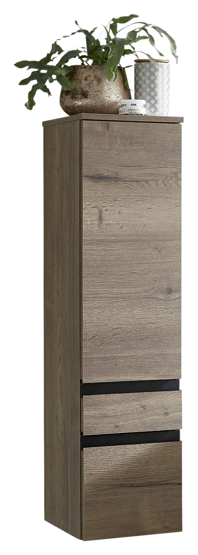 MIDISCHRANK 30/115,2/37,2 cm  - Edelstahlfarben/Eichefarben, LIFESTYLE, Holzwerkstoff (30/115,2/37,2cm) - Celina Home