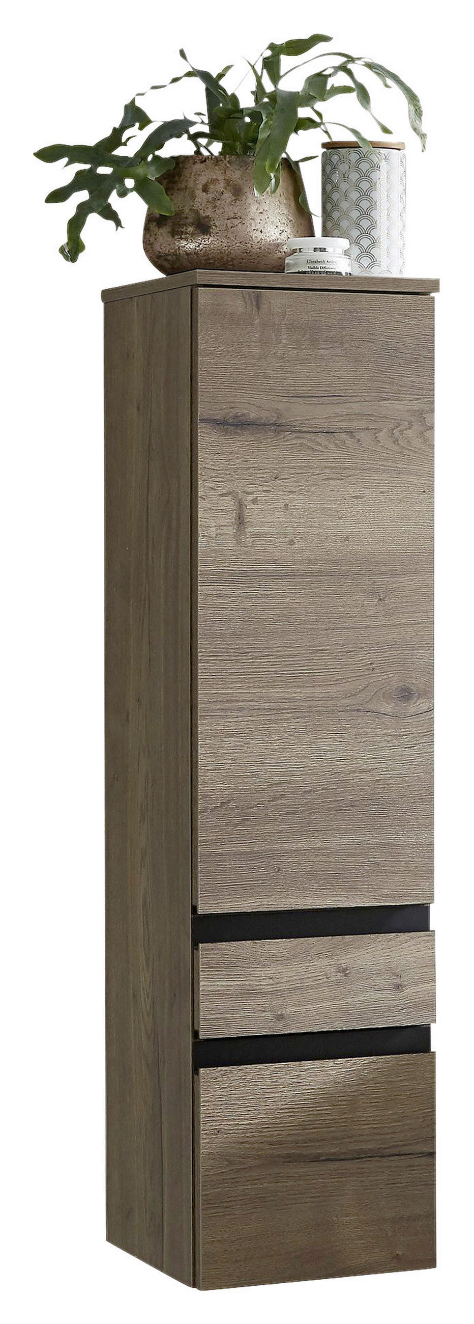 MIDISCHRANK 30/115,2/37,2 cm  - Eichefarben/Schwarz, LIFESTYLE, Holzwerkstoff (30/115,2/37,2cm) - Celina Home