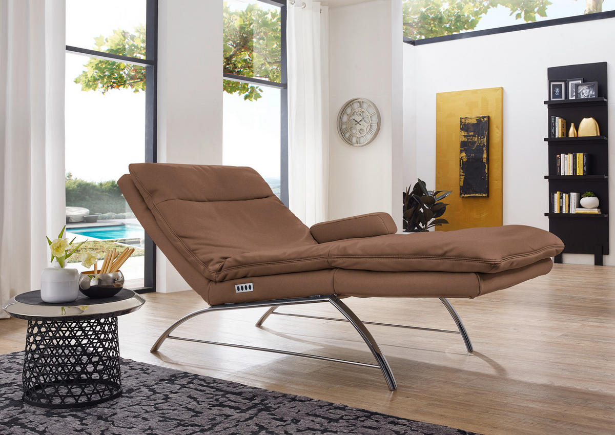 RELAXLIEGE in Echtleder Braun  - Alufarben/Braun, Basics, Leder (95/91/170cm) - Chilliano