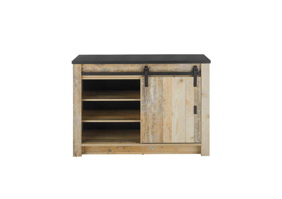 SPÜLENUNTERSCHRANK 133/93/64 cm  in Anthrazit, Naturfarben  - Anthrazit/Schwarz, Trend, Holzwerkstoff/Metall (133/93/64cm) - MID.YOU
