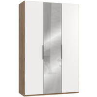 DREHTÜRENSCHRANK in Weiss, Eichefarben  - Chromfarben/Weiss, Modern, Holzwerkstoff (150/236/58cm) - MID.YOU