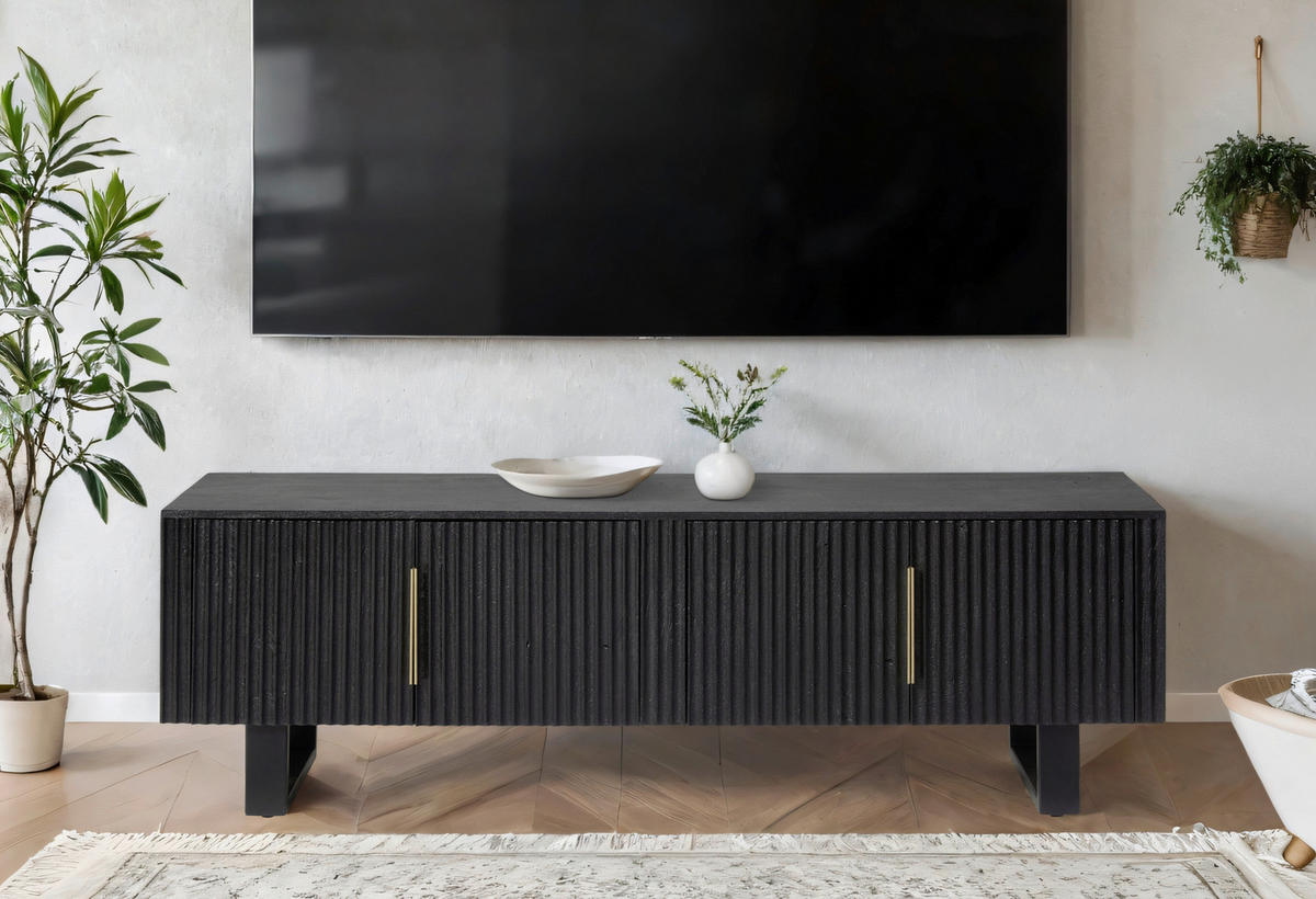 LOWBOARD  in 180/55/40 cm  - Goldfarben/Schwarz, Design, Holz/Metall (180/55/40cm) - Livetastic