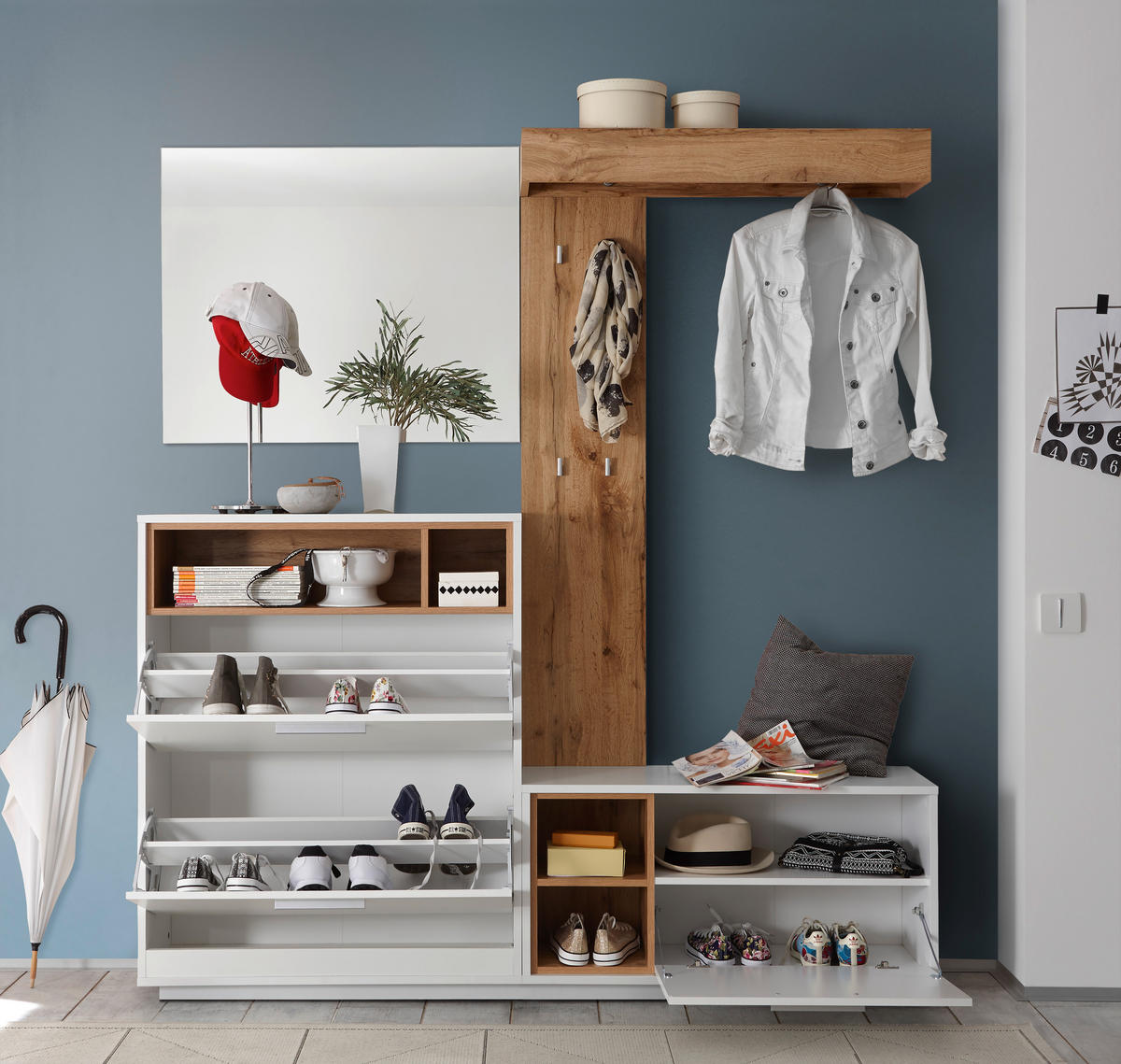 GARDEROBE  in 177/195/32 cm  - Eichefarben/Weiß, Design, Holzwerkstoff (177/195/32cm) - MID.YOU