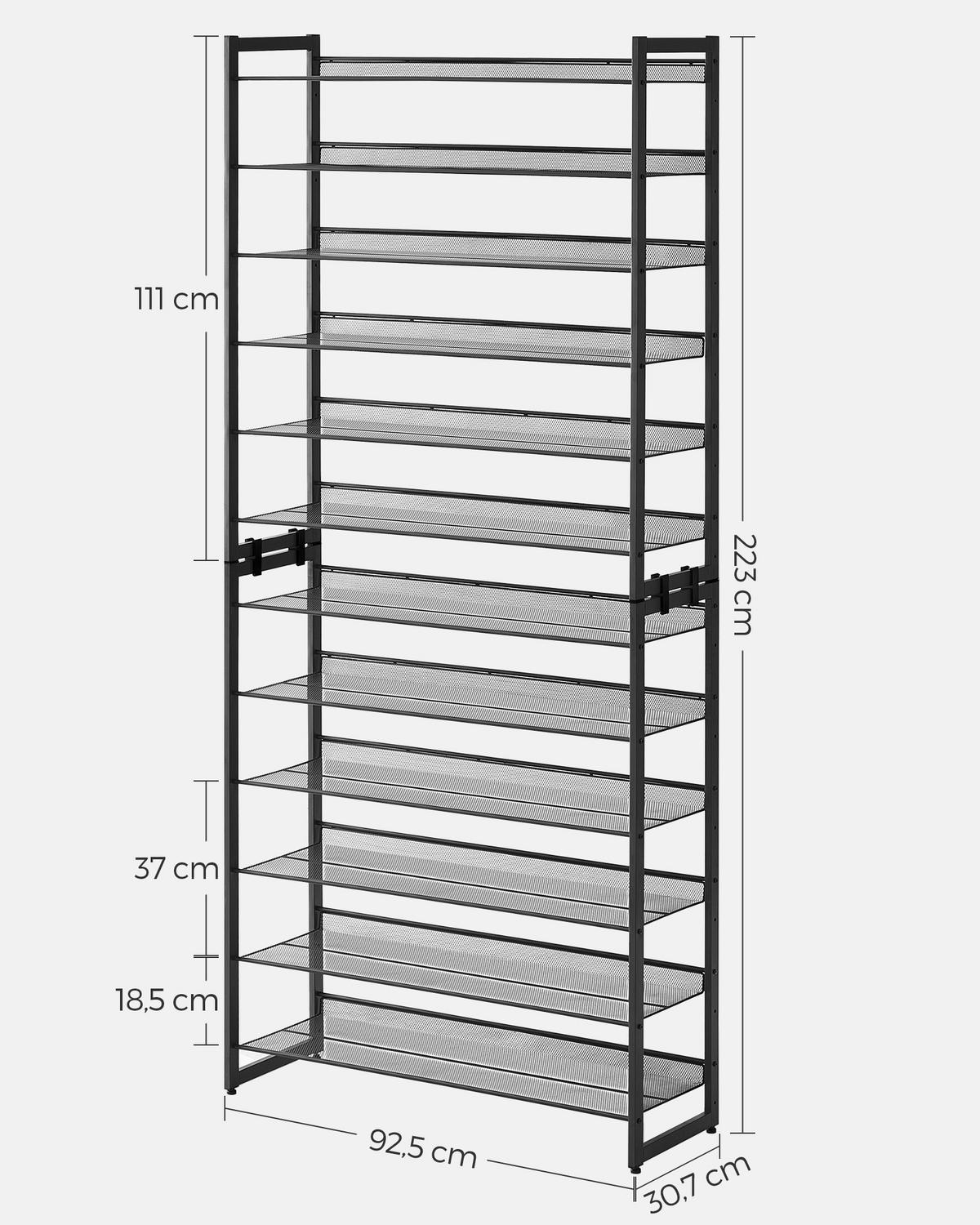 REGÁL NA TOPÁNKY, čierna, 92.5/223/30.7 cm - čierna, Trend, kov (92.5/223/30.7cm) - Boxxx