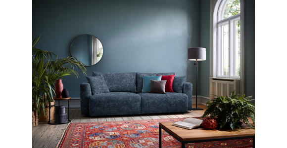 SCHLAFSOFA in Velours Dunkelblau  - Schwarz/Dunkelblau, Design, Kunststoff/Textil (250/92/105cm) - Carryhome