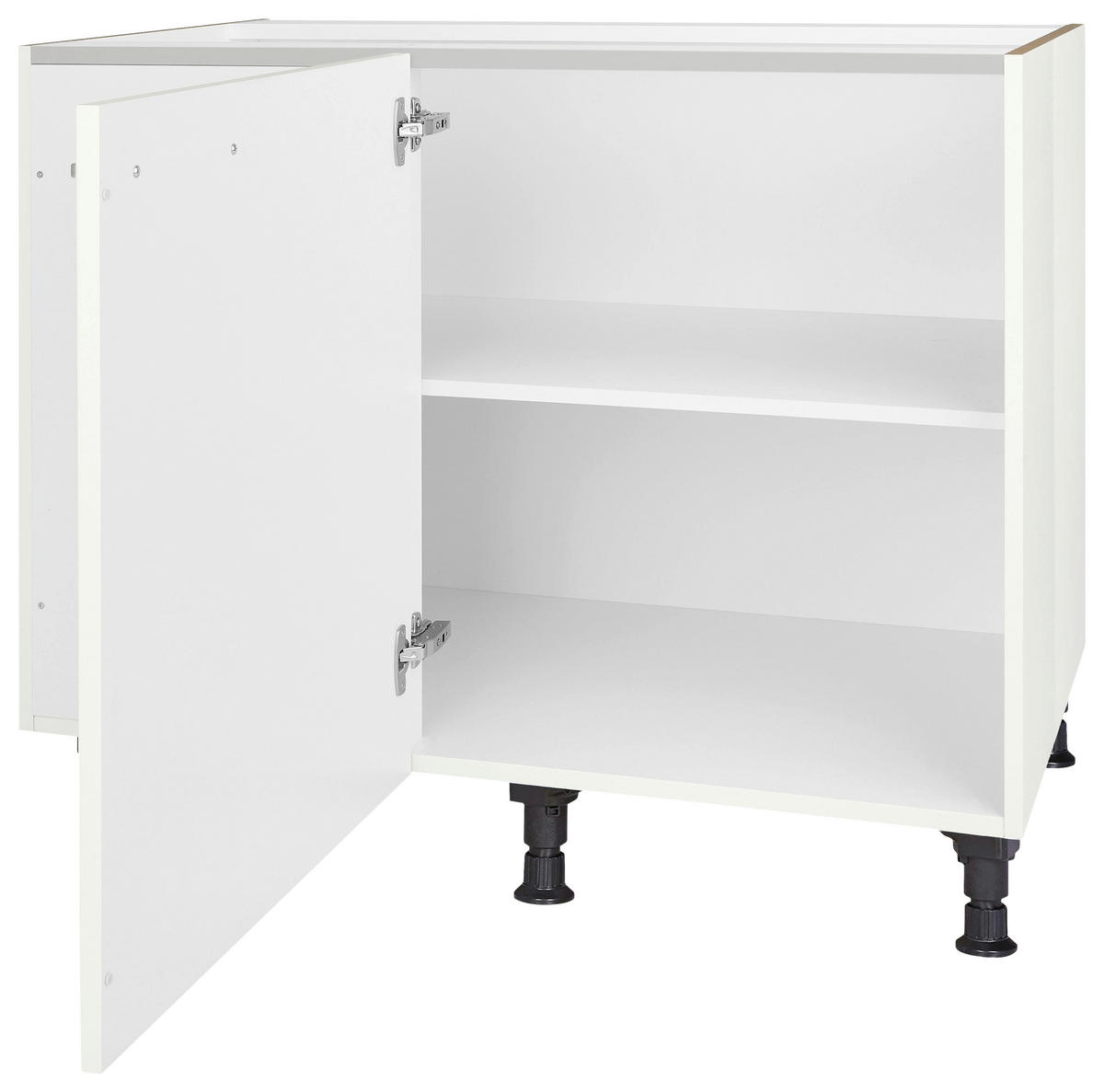 ECKUNTERSCHRANK 125/87/65 cm  - Edelstahlfarben/Weiß Hochglanz, MODERN, Holzwerkstoff/Metall (125/87/65cm) - Nobilia