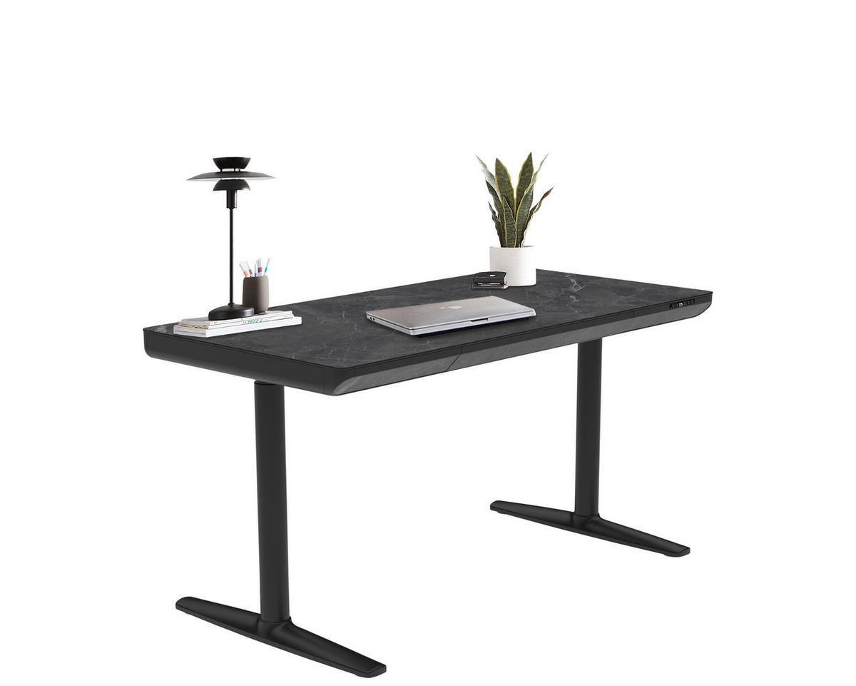 SKRIVBORD 140/70/73-118 cm  i svart  - svart, Design, metall/trämaterial (140/70/73-118cm) - Novel