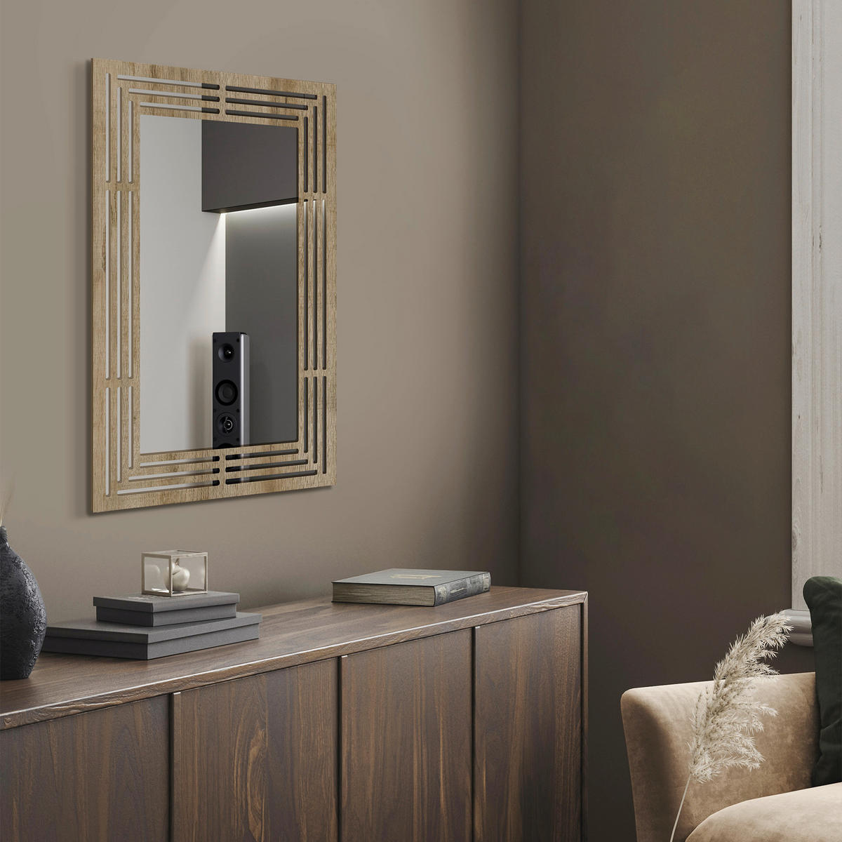 DEKOSPIEGEL  40/60 cm   in rechteckig  - Eichefarben, Basics, Glas/Holz (40/60cm)