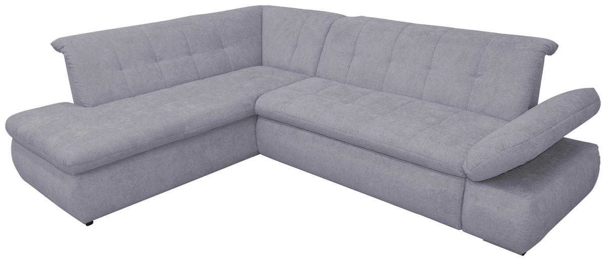 ECKSOFA in Mikrofaser Grau  216/273 cm  - Chromfarben/Grau, KONVENTIONELL, Textil/Metall (216/273cm) - MID.YOU