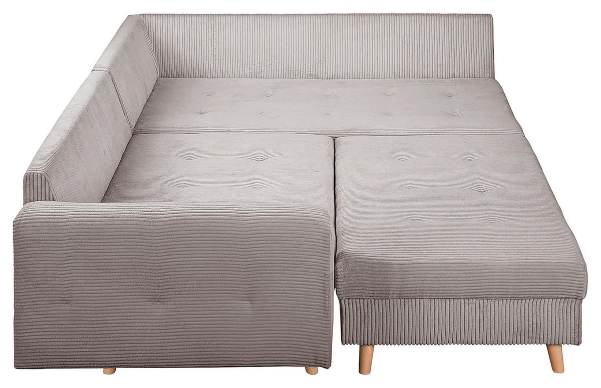 ECKSOFA inkl. Hocker Ariella Grau Cord  - Naturfarben/Grau, Design, Holz/Textil (231/161cm) - Livetastic