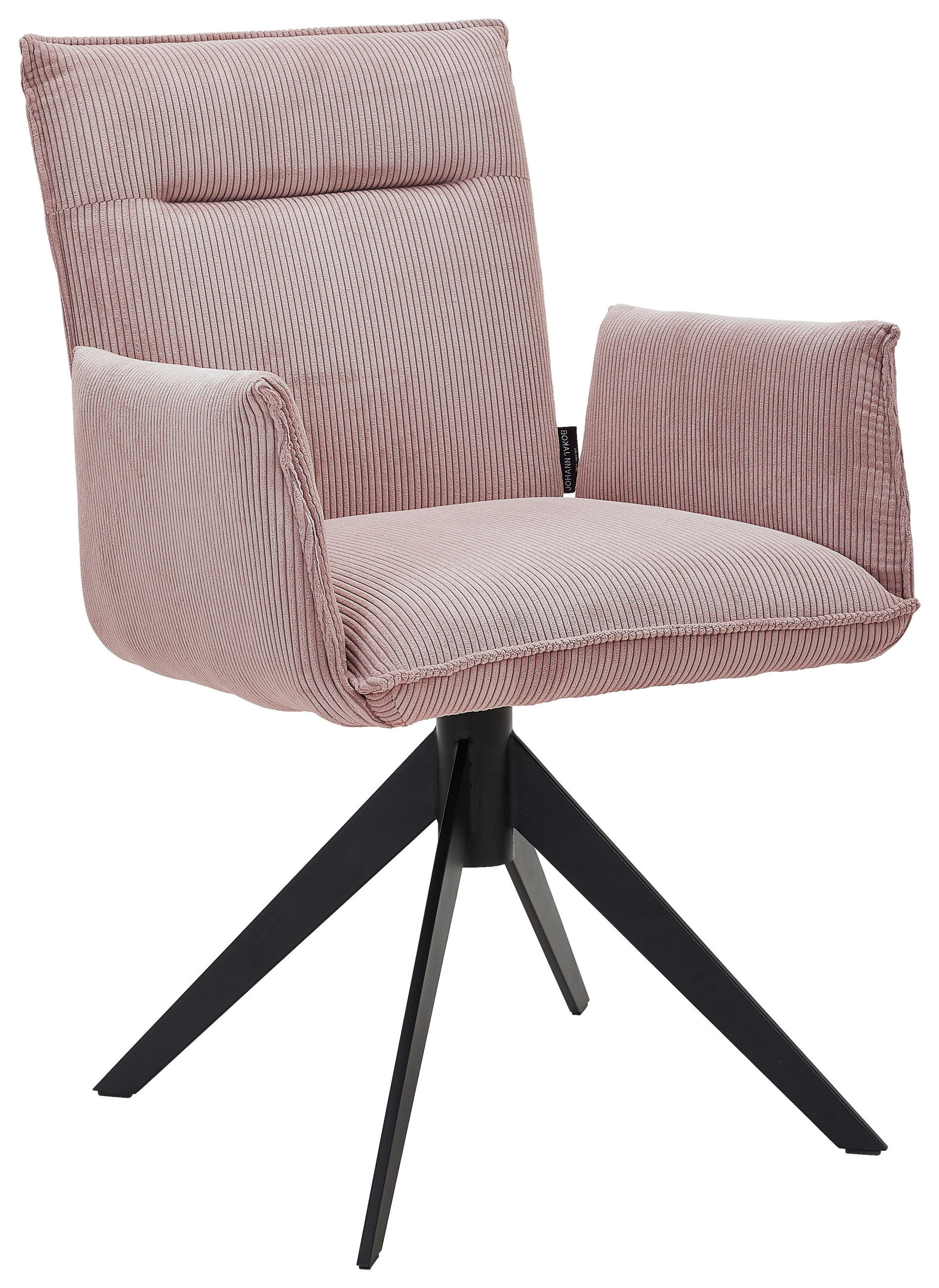 ARMLEHNSTUHL  in Eisen Cord  - Altrosa/Schwarz, Design, Textil/Metall (59/87/62cm) - Johann Jakob