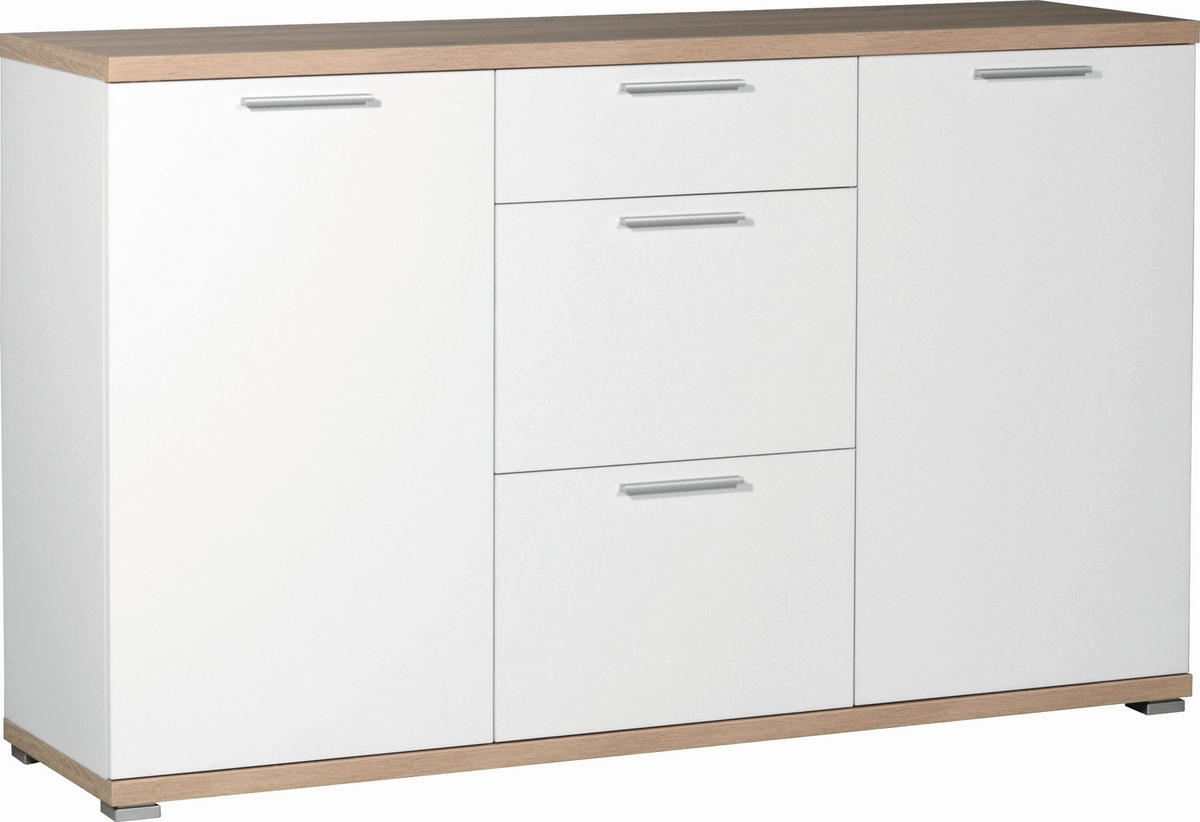 SIDEBOARD 144/88/40 cm  in Weiss, Eichefarben  - Weiss/Eichefarben, Design, Holzwerkstoff/Kunststoff (144/88/40cm) - Carryhome