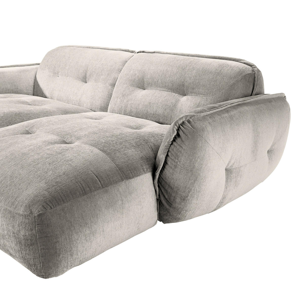 BIGSOFA in Chenille Silberfarben  - Silberfarben/Schwarz, Modern, Kunststoff/Textil (285/87/184cm) - Trendmanufaktur