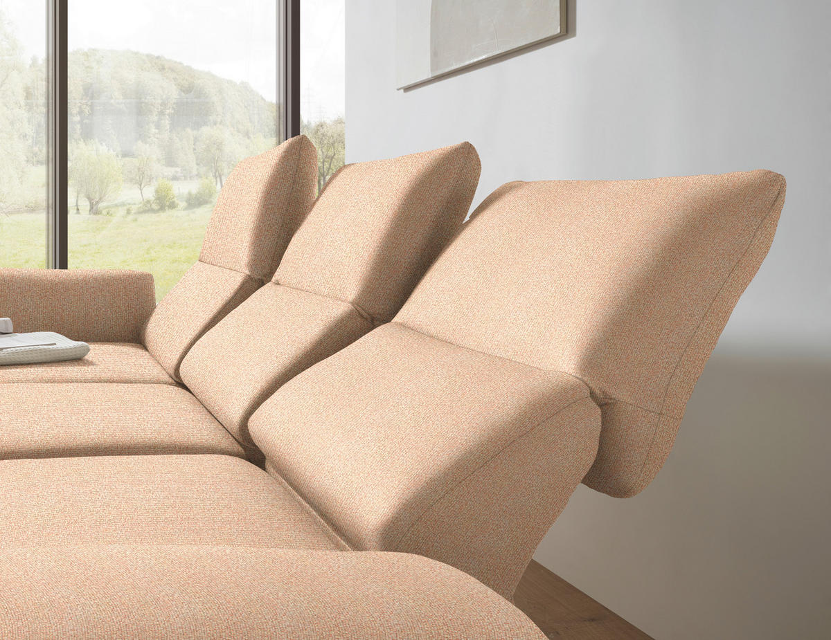 ECKSOFA  in Flachgewebe Lachsfarben  175-224/255-365 cm  - Schwarz/Lachsfarben, Design, Textil/Metall (175-224/255-365cm) - Dieter Knoll