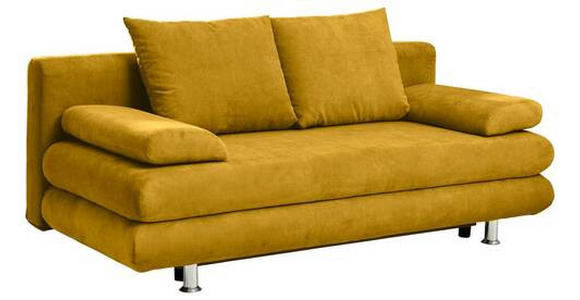 SCHLAFSOFA Mikrofaser Senfgelb - Chromfarben/Senfgelb, Design, Kunststoff/Textil (196/74/90cm) - Carryhome