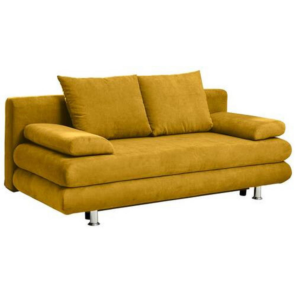 Thumbnail - Carryhome Schlafsofa, Senfgelb, Textil, 2-Sitzer, Füllung: Schaumstoff, 196x74x90 cm, Stoffauswahl, Liegefunktion, Rücke...