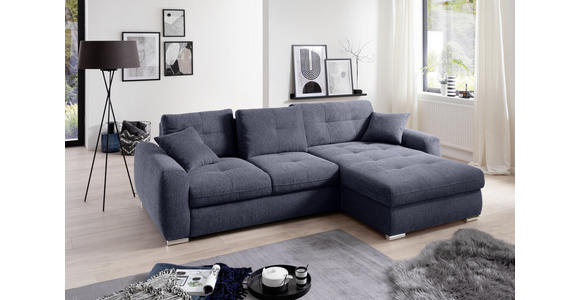 ECKSOFA in Mikrofaser Blau  - Chromfarben/Blau, MODERN, Kunststoff/Textil (276/193cm) - Hom`in