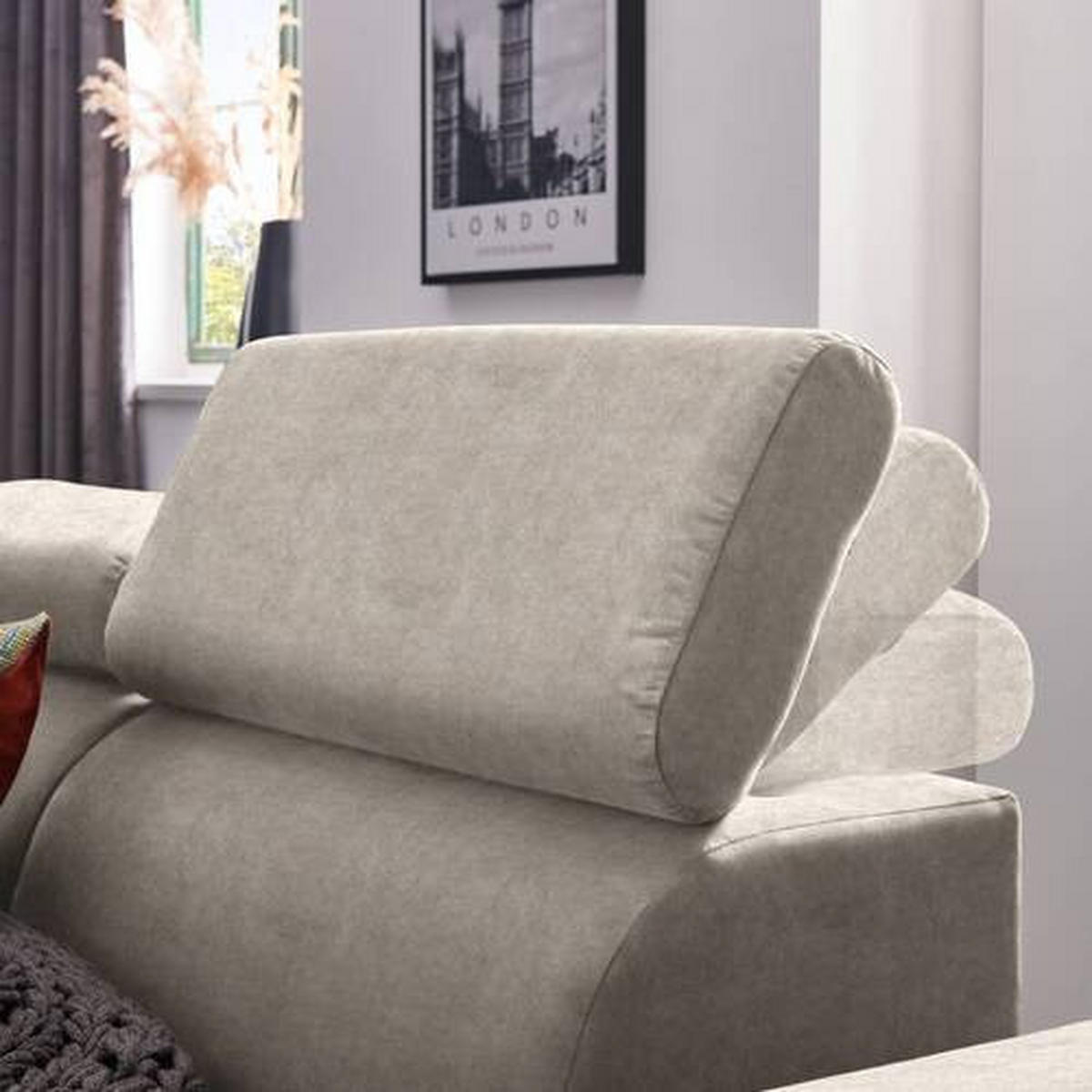 ECKSOFA Beige Velours  - Beige/Schwarz, Design, Textil/Metall (191/261cm) - Stylife