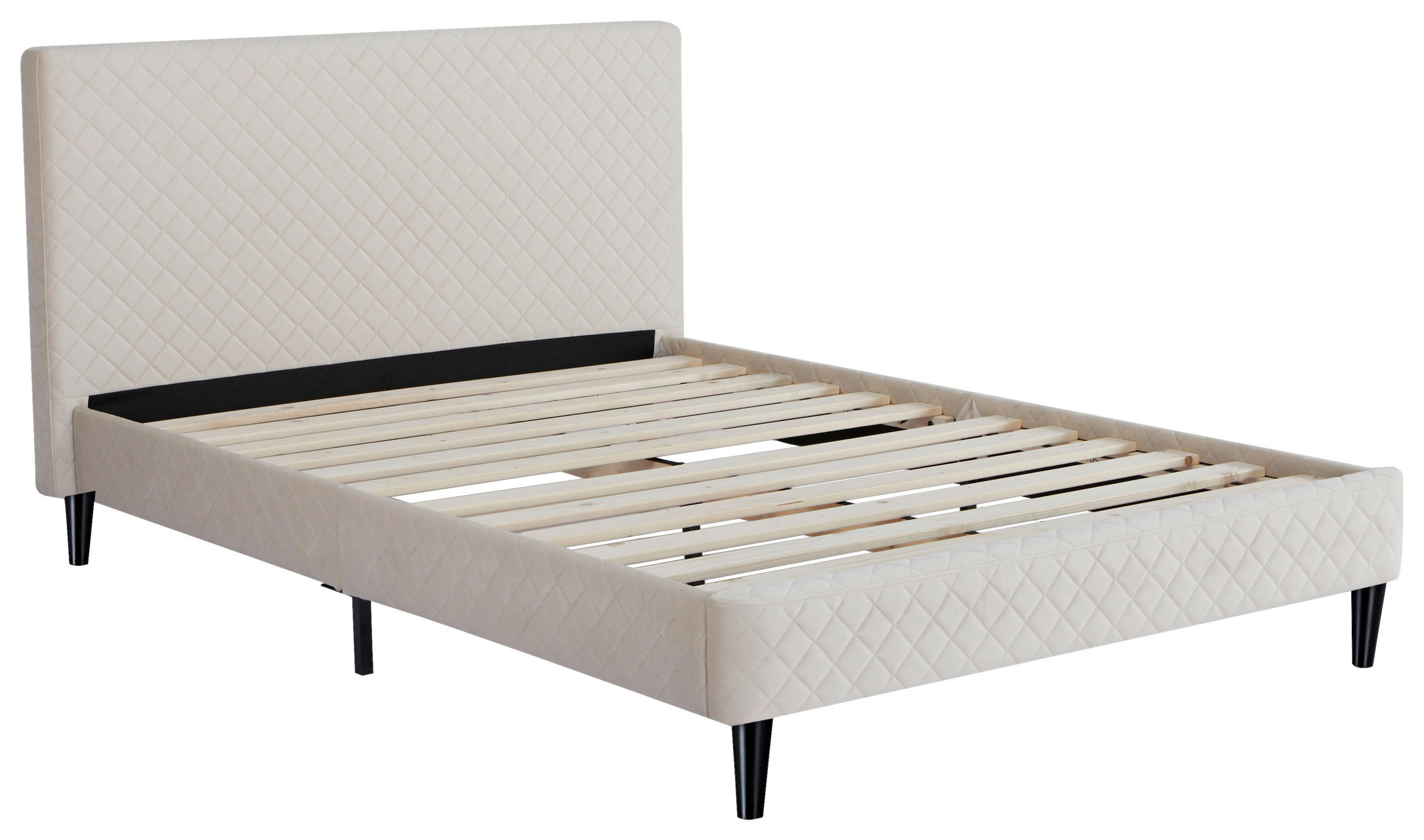 POLSTERBETT Lattenrost 140/200 cm  in Beige  - Beige/Schwarz, Design, Holz/Kunststoff (140/200cm) - Boxxx