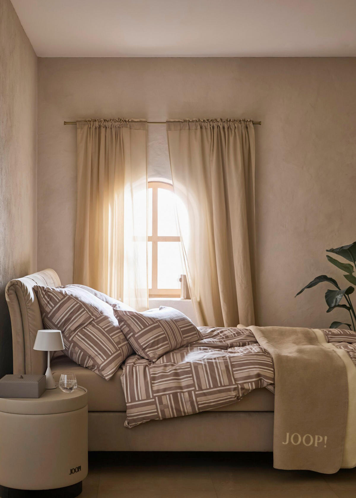 BETTWÄSCHESET Weave Makosatin 160/210 cm  50 cm/70 cm  - Sandfarben, Design, Textil (160/210cm) - Joop!