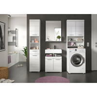 BADEZIMMER 4-teilig  in 160 cm  - Weiß Hochglanz/Silberfarben, MODERN, Glas/Holzwerkstoff (160cm) - MID.YOU