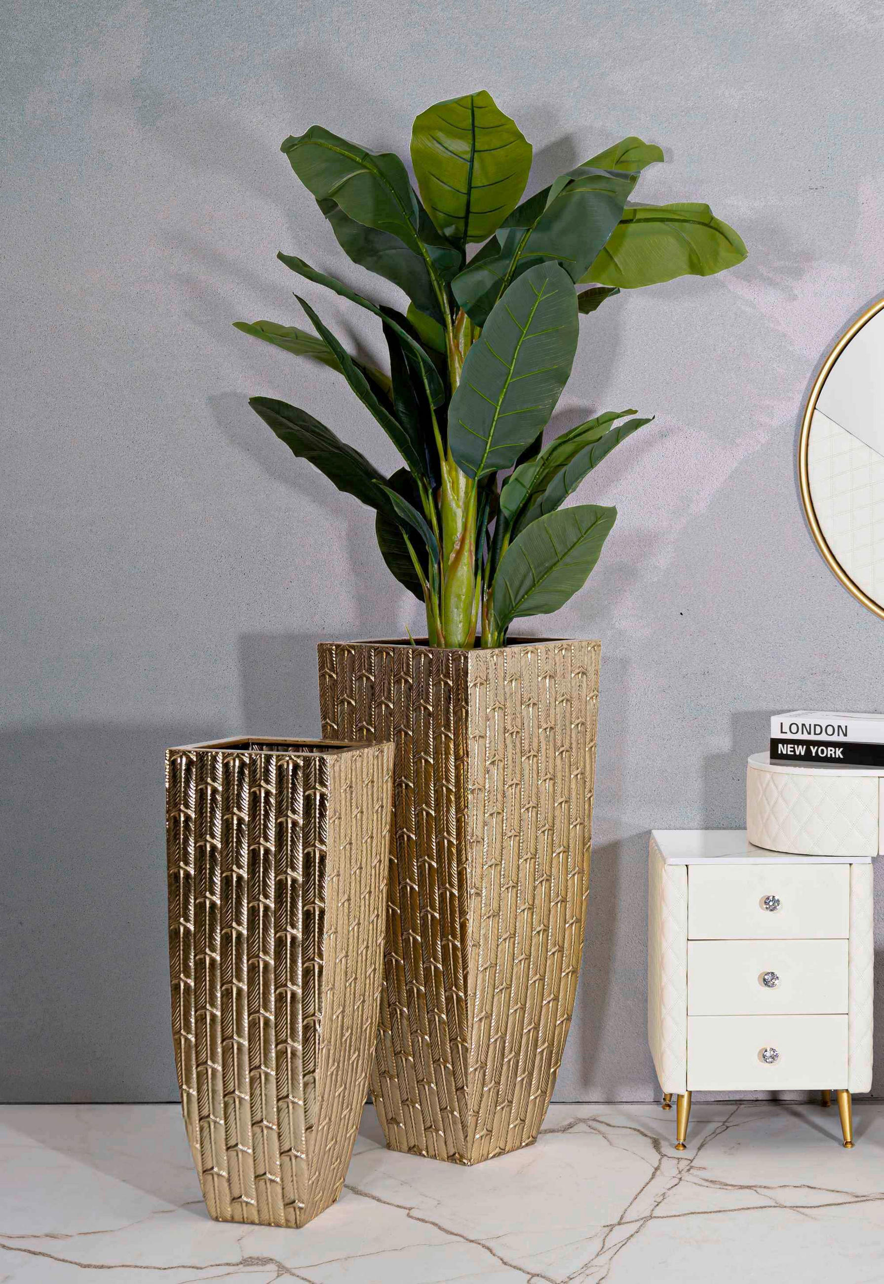 Vase Gliss Set 2 Pcs  - Goldfarben, Basics, Metall (40/99/40cm)