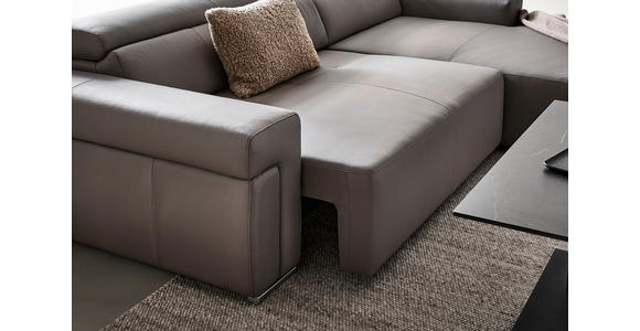 ECKSOFA inkl. Funktion DUA Grau Echtleder  - Chromfarben/Grau, Design, Leder/Metall (293/170cm) - Novel