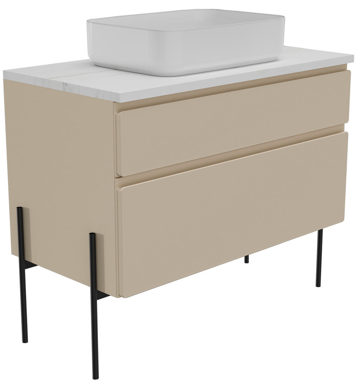 WASCHBECKENUNTERSCHRANK 90/55/47 cm  - Greige/Weiß, MODERN, Holzwerkstoff (90/55/47cm) - Welnova