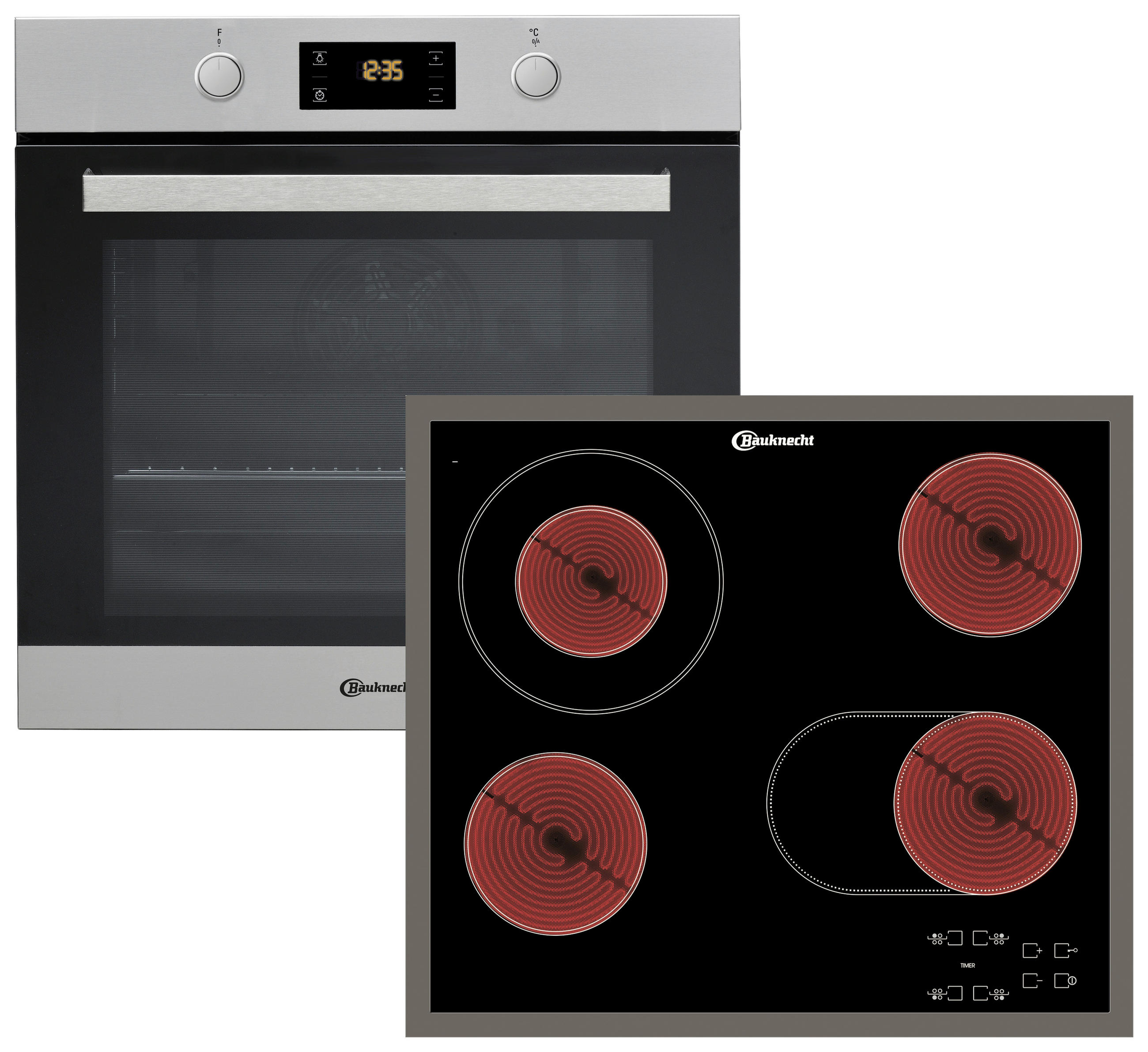 BACKOFENSET BAKO3 PR6  - Edelstahlfarben/Schwarz, Basics, Glas/Metall (60/51cm) - Bauknecht