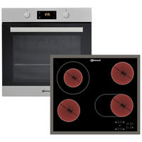 BACKOFENSET BAKO3 PR6  - Edelstahlfarben/Schwarz, Basics, Glas/Metall (60/51cm) - Bauknecht