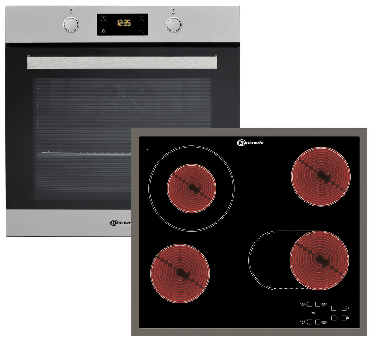 BACKOFENSET BAKO3 PR6  - Edelstahlfarben/Schwarz, Basics, Glas/Metall (60/51cm) - Bauknecht