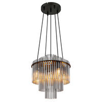 HÄNGELEUCHTE GORLEY 40/120 cm   - Schwarz/Grau, Basics, Glas/Kunststoff (40/120cm) - Globo
