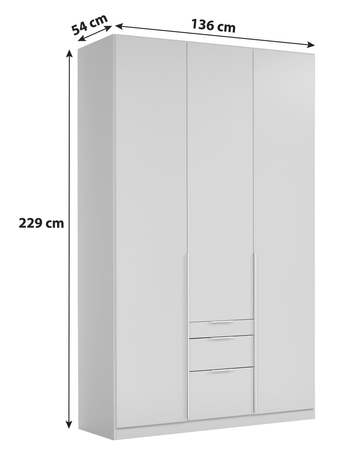 DREHTÜRENSCHRANK in Hellgrau  - Hellgrau/Alufarben, Modern, Holzwerkstoff (136/229/54cm) - Rauch Möbel