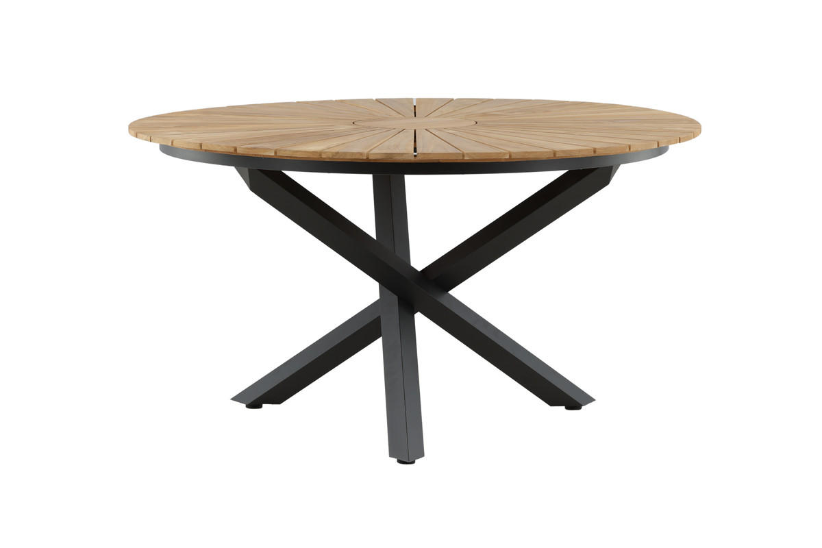 UTEBORD trä, metall ja rund  - svart/naturfärgad, Basics, metall/trä (140/140/75cm) - Gardenson