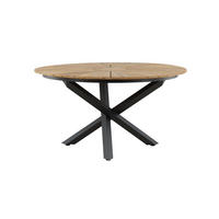 UTEBORD metall, trä ja rund  - svart/naturfärgad, Basics, metall/trä (140/140/75cm) - Gardenson