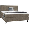 BOXSPRINGBETT 180/200 cm  in Taupe  - Taupe/Schwarz, KONVENTIONELL, Holz/Textil (180/200cm) - Voleo