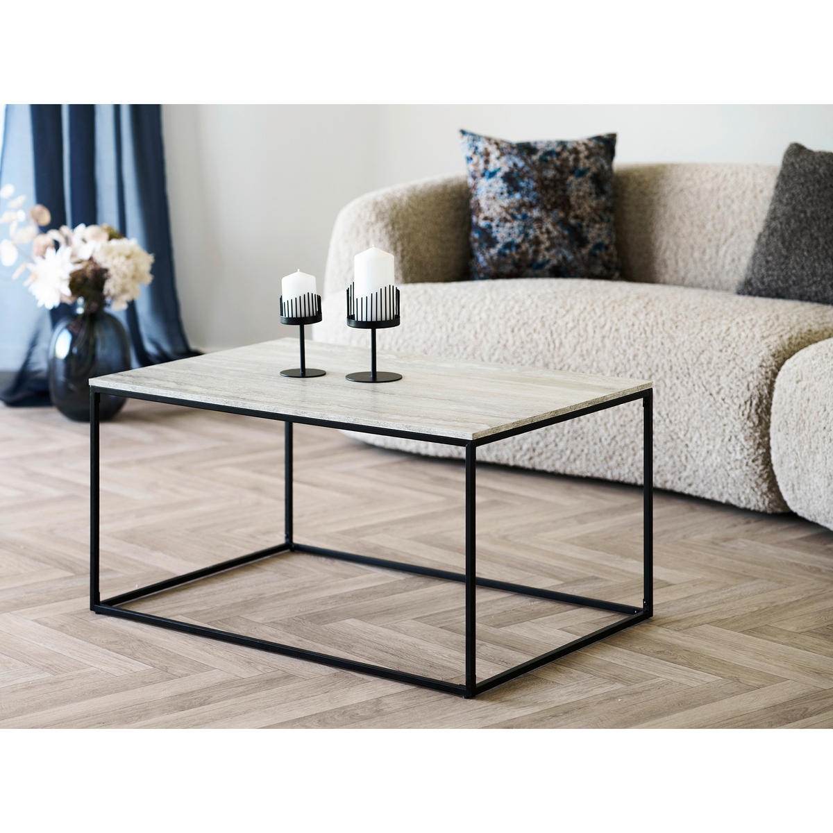 BEISTELLTISCH 60/45/90 cm Vita Greige rechteckig  - Greige/Schwarz, Basics, Holzwerkstoff/Metall (60/45/90cm)