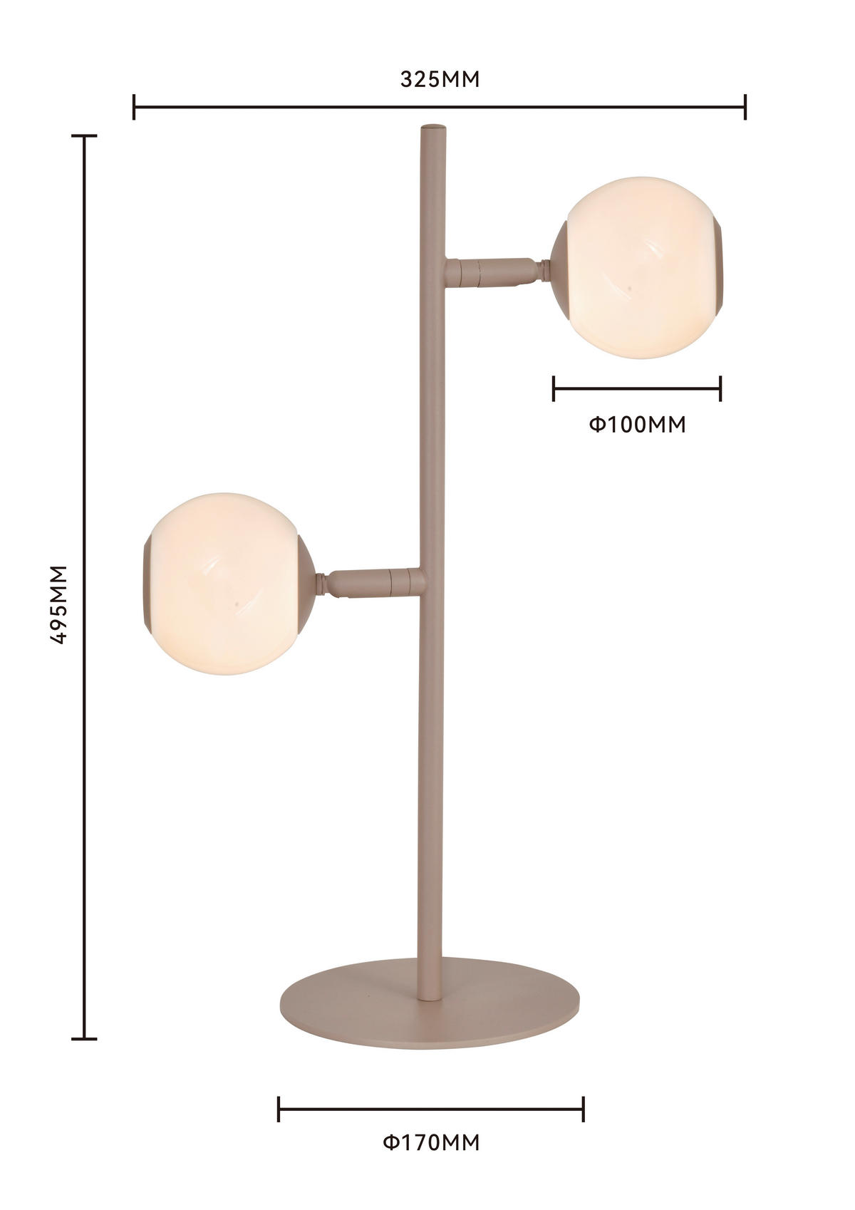 LED-TISCHLEUCHTE Luberon 32,5/49,5/19 cm  - Sandfarben/Schwarzchrom, Design, Glas/Kunststoff (32,5/49,5/19cm)