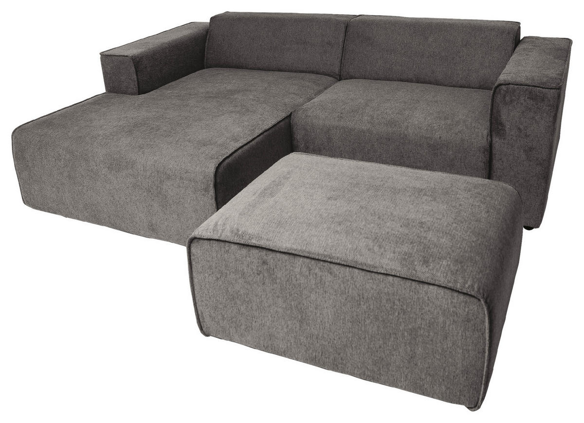 ECKSOFA Grau Struktur  - Schwarz/Grau, Design, Kunststoff/Textil (161/234cm) - P & B